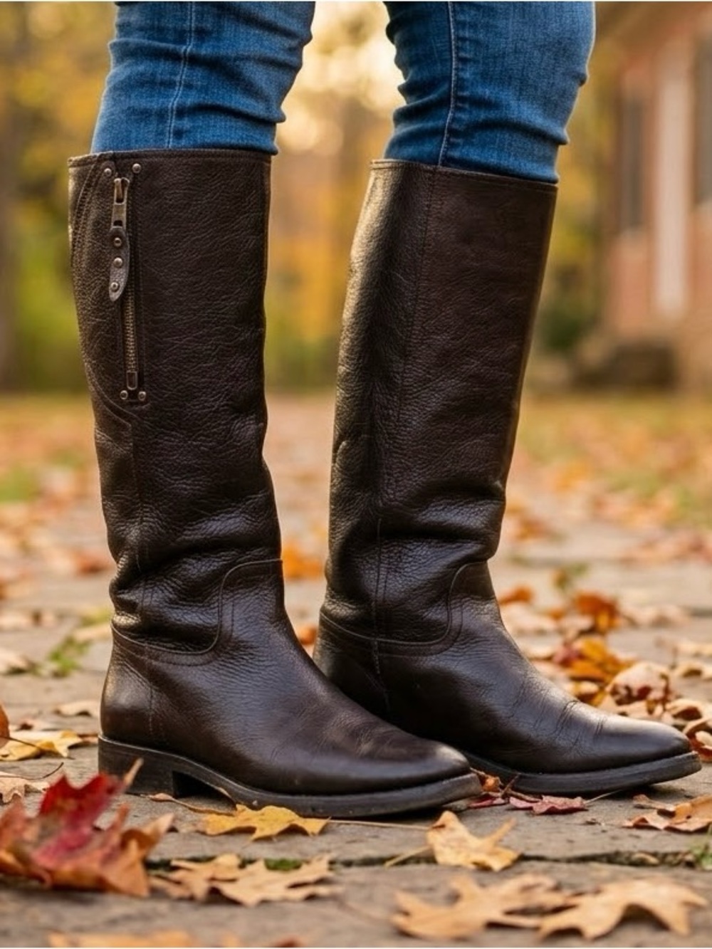 Polo Ralph Lauren Riding Boots Tall Dark Brown Leather Knee High Boots 38.5